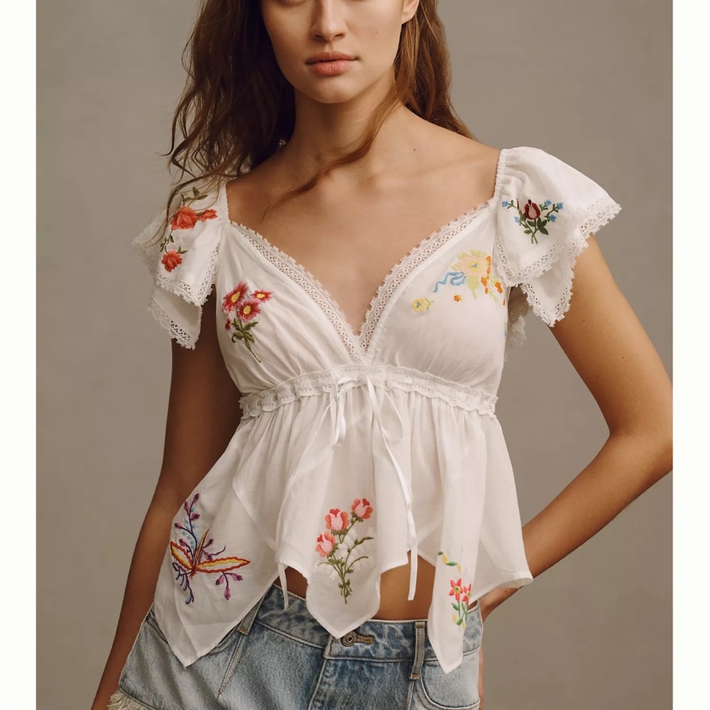 ISO By Anthropologie Patched Hanky Top